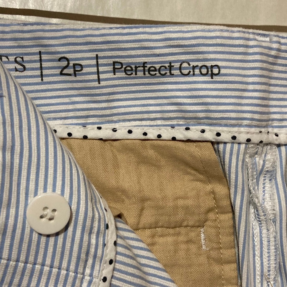 Talbots Petites Blue & White Pinstripe Capri Pants ~ Womens Size 2P Costal - Picture 4 of 9